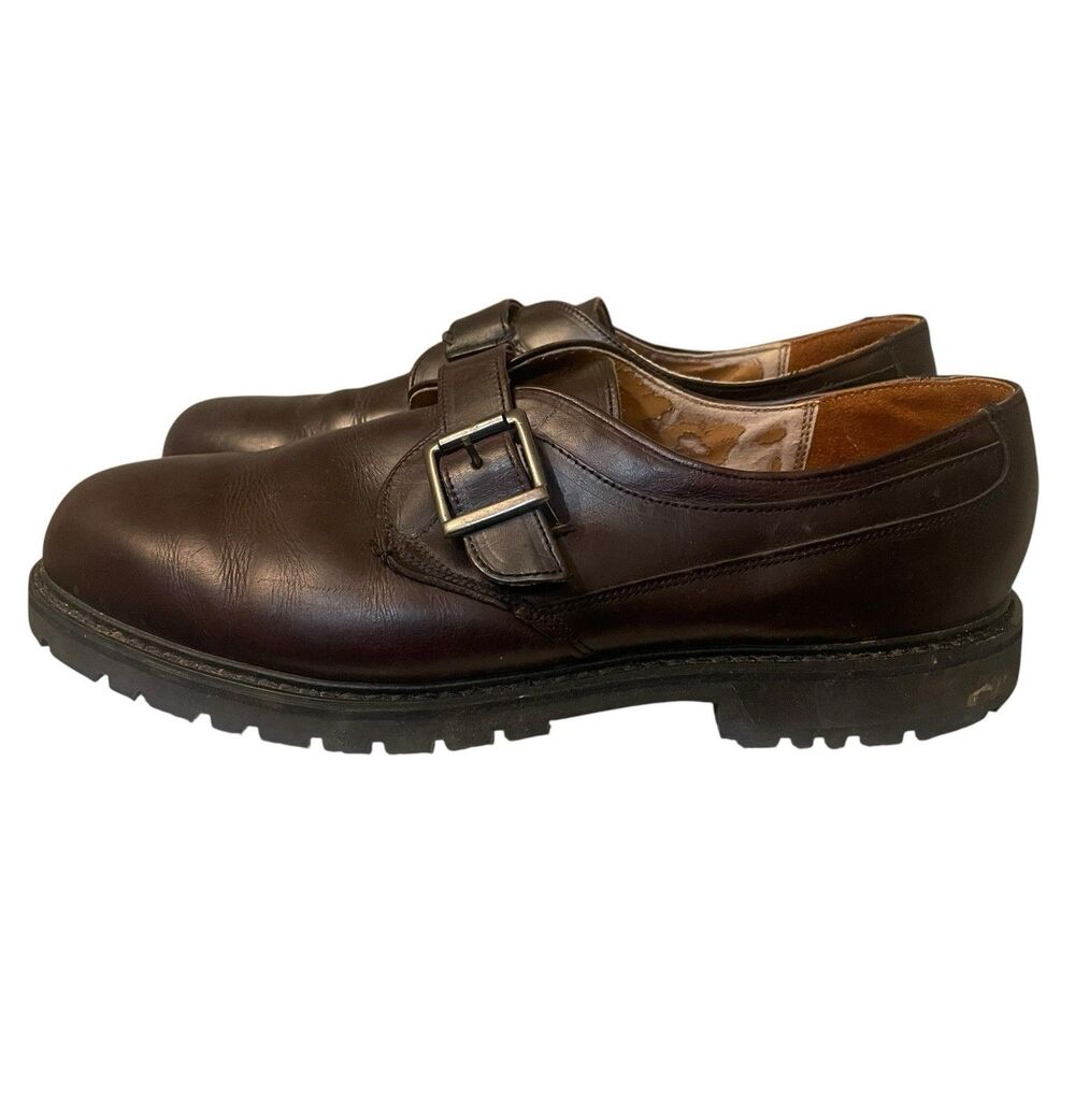 Vintage Dexter Brown Leather Monk Strap Buckle Shoes Size 12 Made In USA